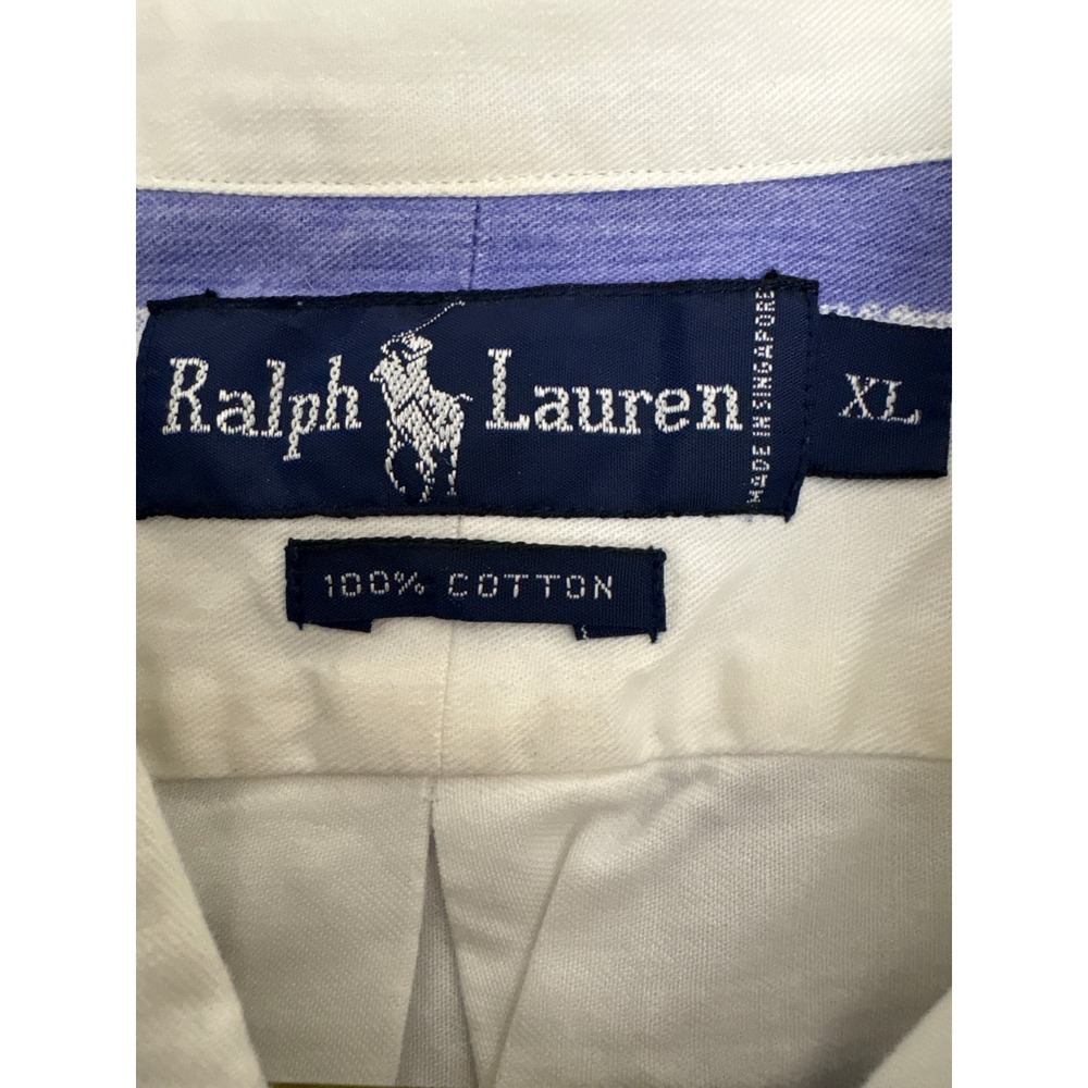 Ralph Lauren Mens XL Purple White Wide Stripe Cotton LS - Picture 3 of 8